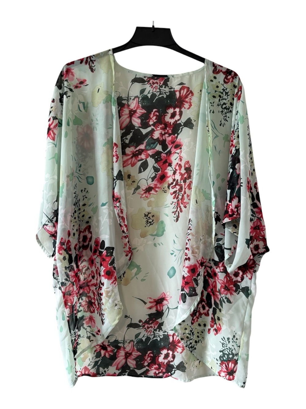 Floral Sheer Kimono Cardigan Coverup  in Mint and Pink